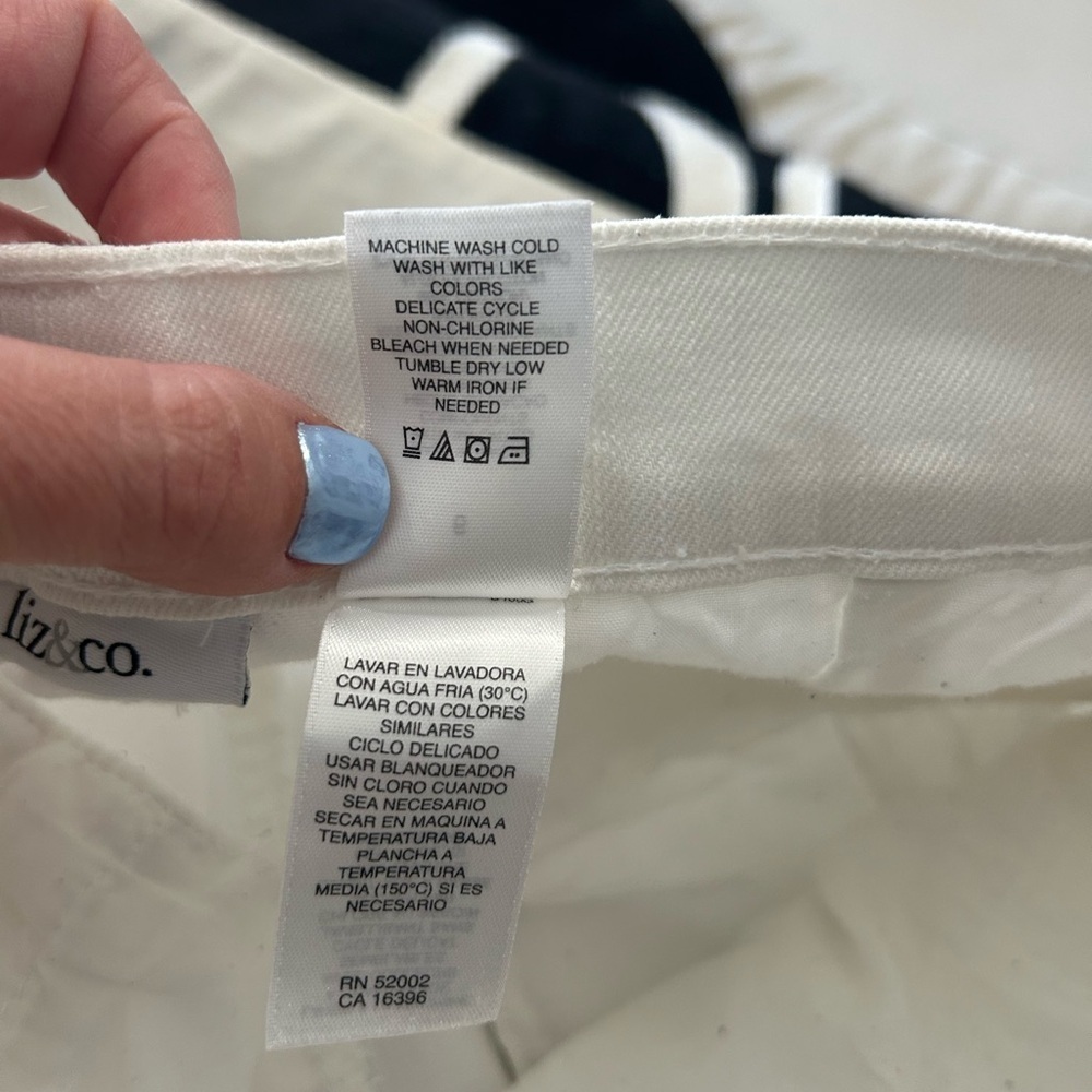 Liz & Co. Women’s White Stretch Denim Trousers Size 6 - Picture 6 of 7